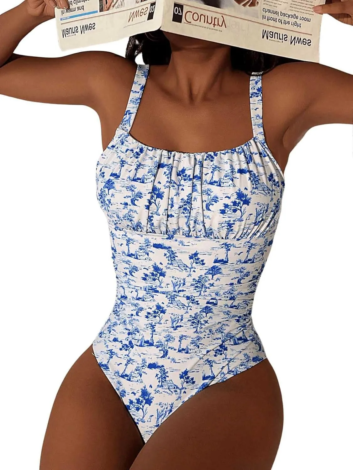 Women's Boho Floral Print One Piece Swimsuit Y2K Bathing Suits Swimwear Beachwear