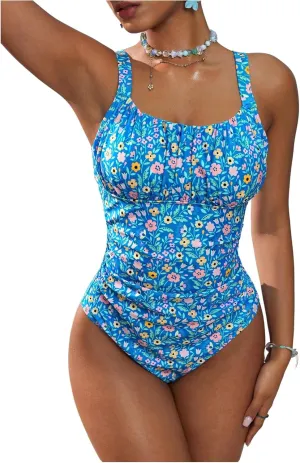 Women's Boho Floral Print One Piece Swimsuit Y2K Bathing Suits Swimwear Beachwear
