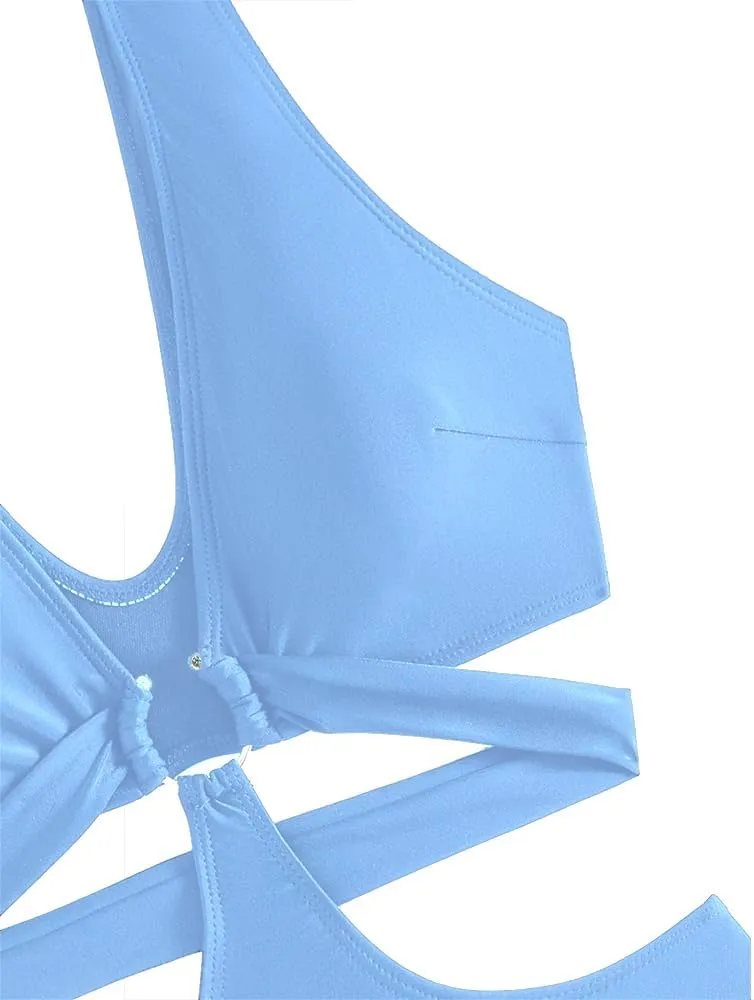 Women's Deep V Neck One Piece Swimsuit O-Ring Swimwear Sexy Cut Out Bathing Suit