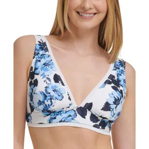 Womens Floral Mesh Trim Swim Top Separates