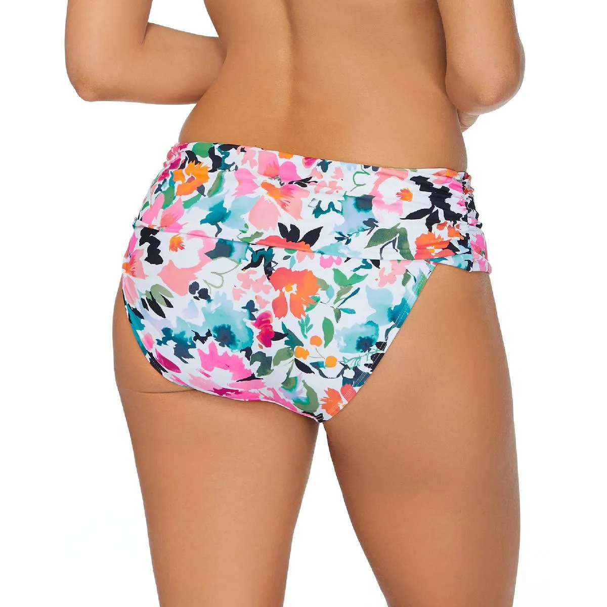 Womens Floral Ruched Swim Bottom Separates