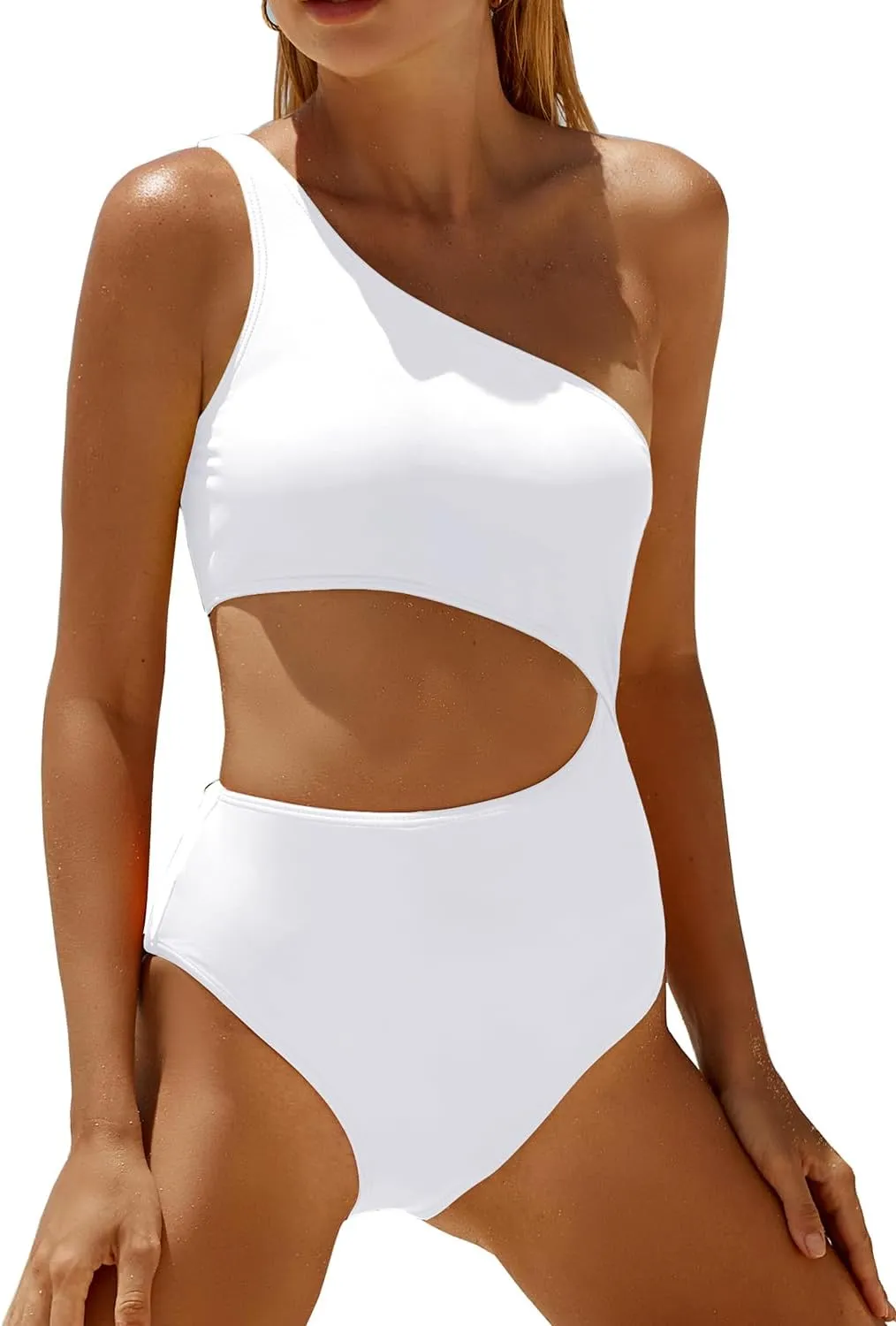 Women's One Piece Swimsuit- One Shoulder Bathing Suit Cutout Tummy Control Swimwear