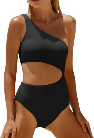 Women's One Piece Swimsuit- One Shoulder Bathing Suit Cutout Tummy Control Swimwear