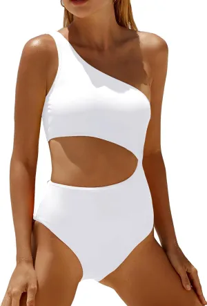 Women's One Piece Swimsuit- One Shoulder Bathing Suit Cutout Tummy Control Swimwear
