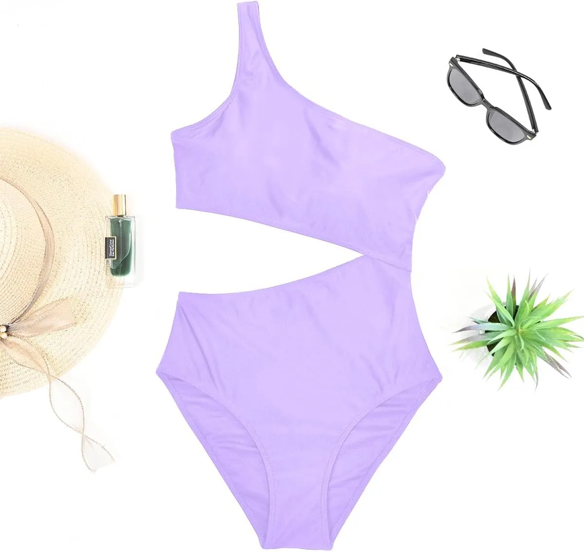 Women's One Piece Swimsuit- One Shoulder Bathing Suit Cutout Tummy Control Swimwear