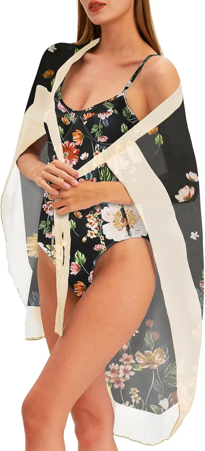 Womens One Piece Swimsuit with Cover Up Sarong Wrap Floral Bathing Suits 1 Piece Swim Suit with Beach Cover Up Set