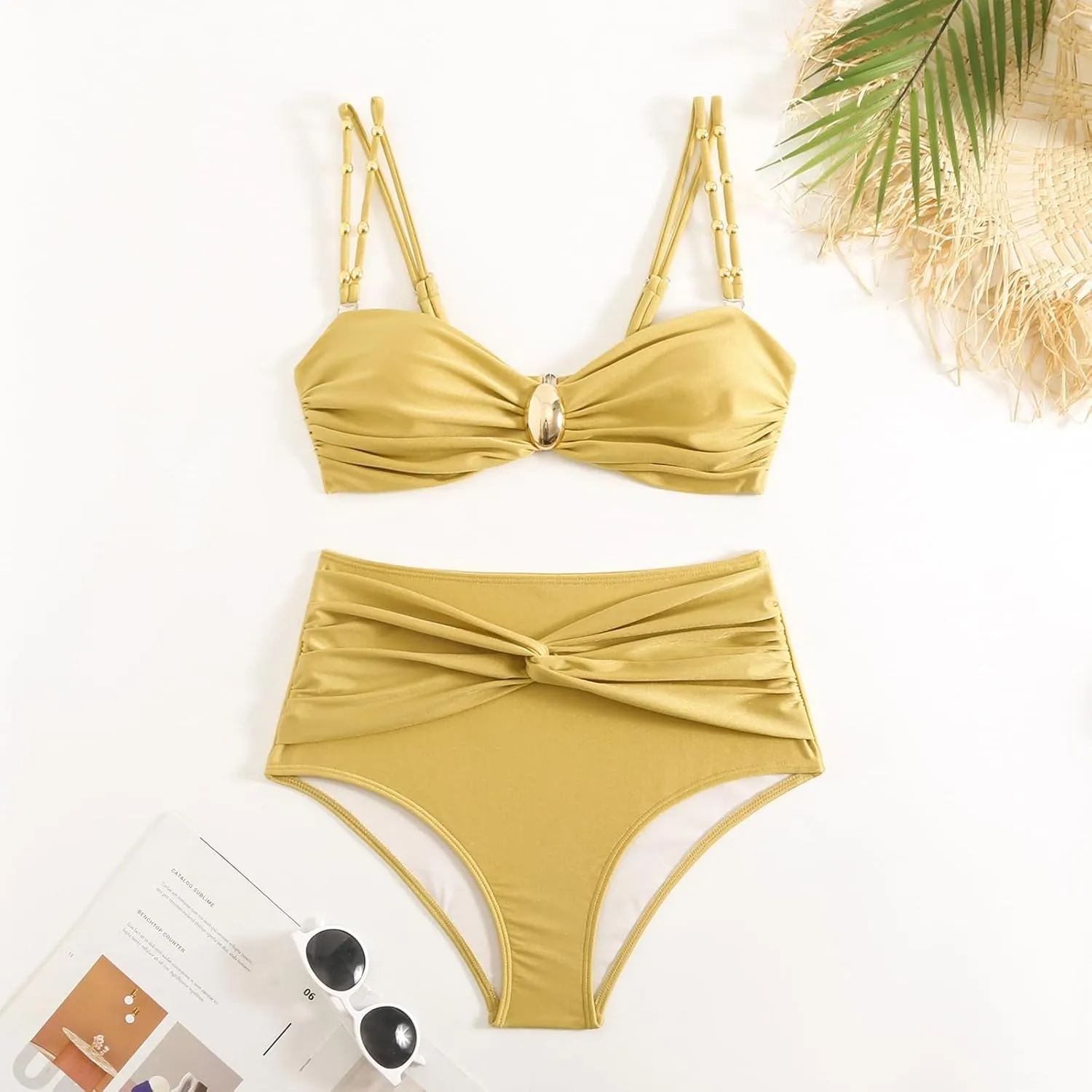 Women's One Piece Swimsuit with Cover up Set Beach Wrap Skirt Retro Bikini Set Two Piece Bathing Suit with Cover up