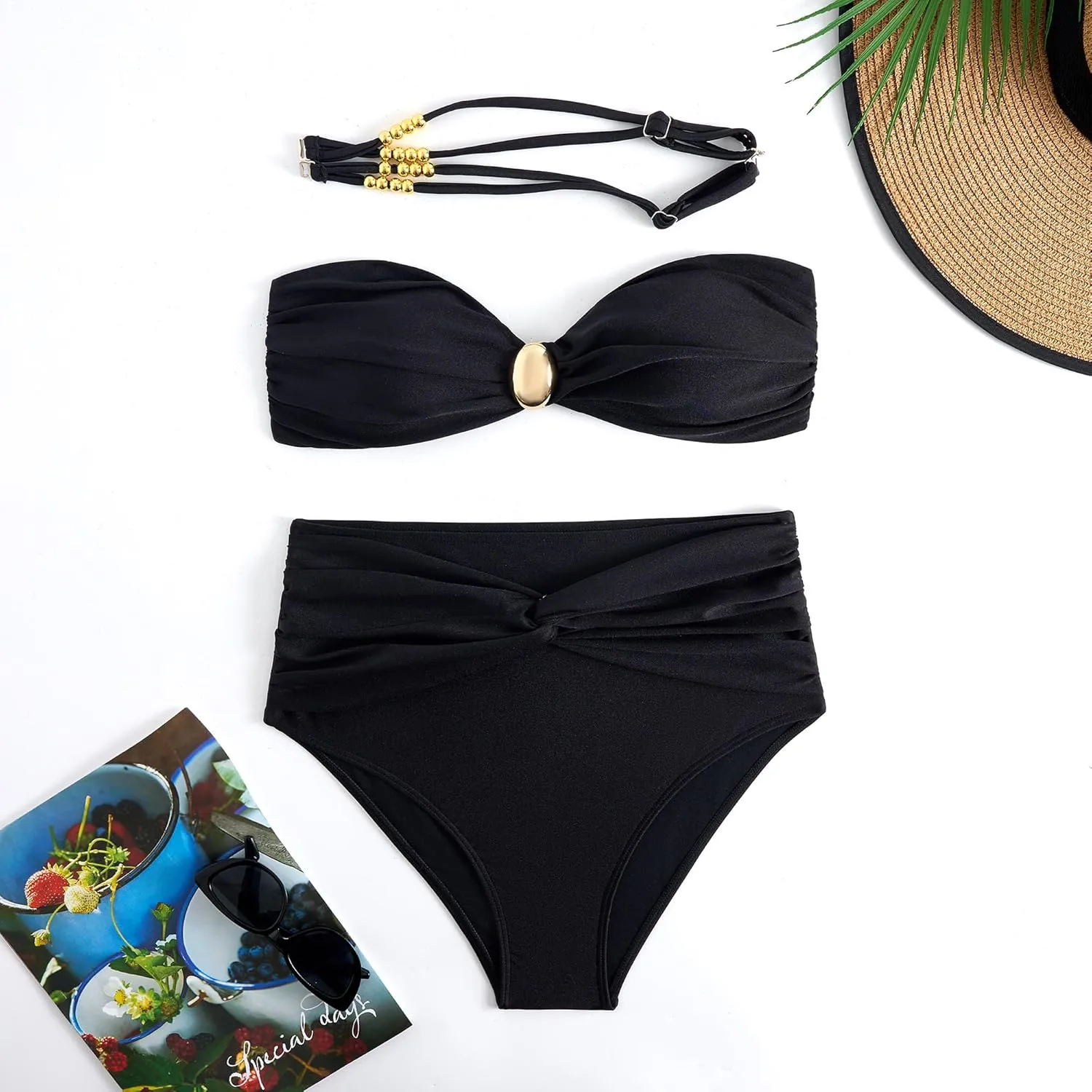 Women's One Piece Swimsuit with Cover up Set Beach Wrap Skirt Retro Bikini Set Two Piece Bathing Suit with Cover up