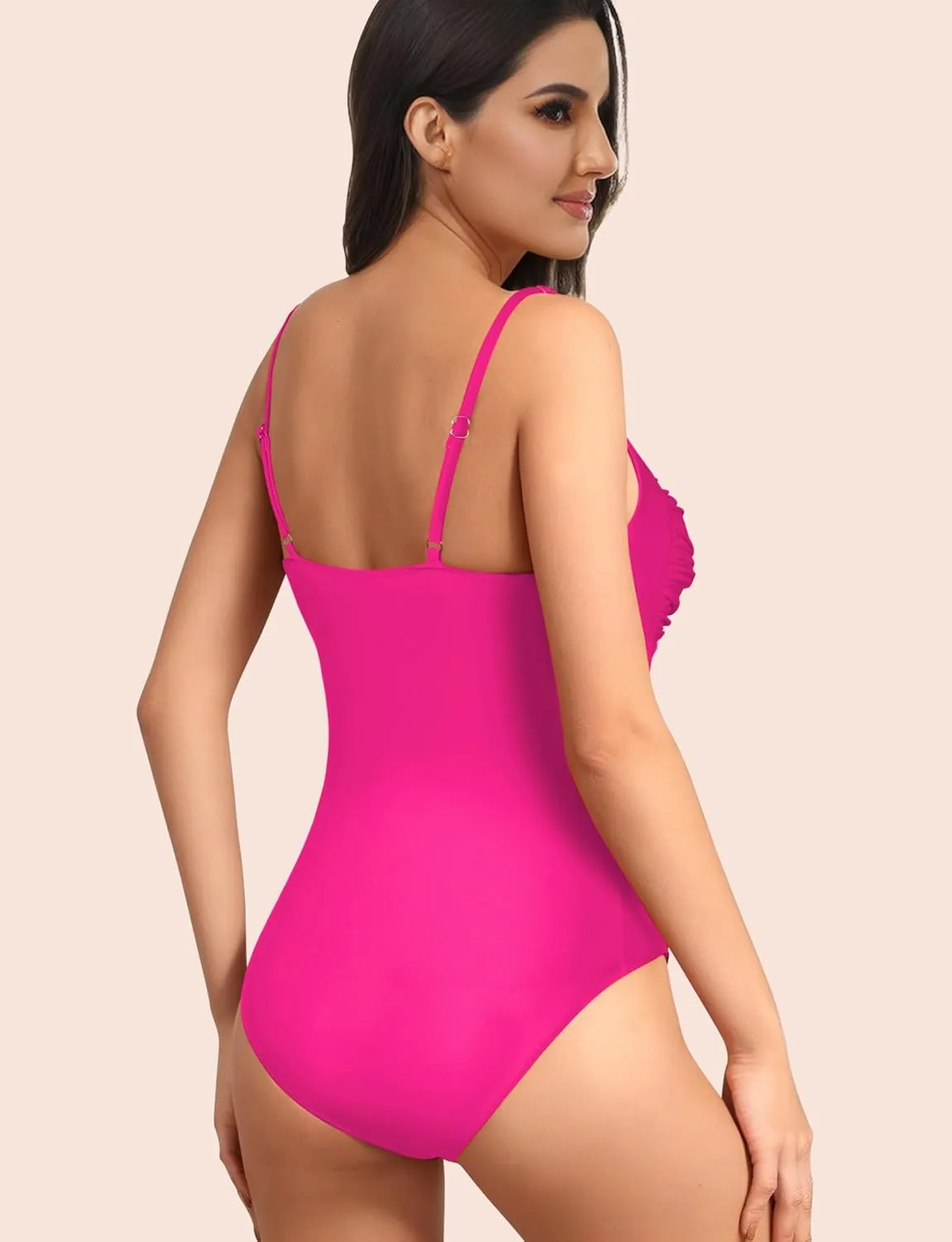 Women's One Piece Swimsuits Tummy Control Bathing Suits for Women Criss Cross Ruched Push Up Vintage Retro Swimwear