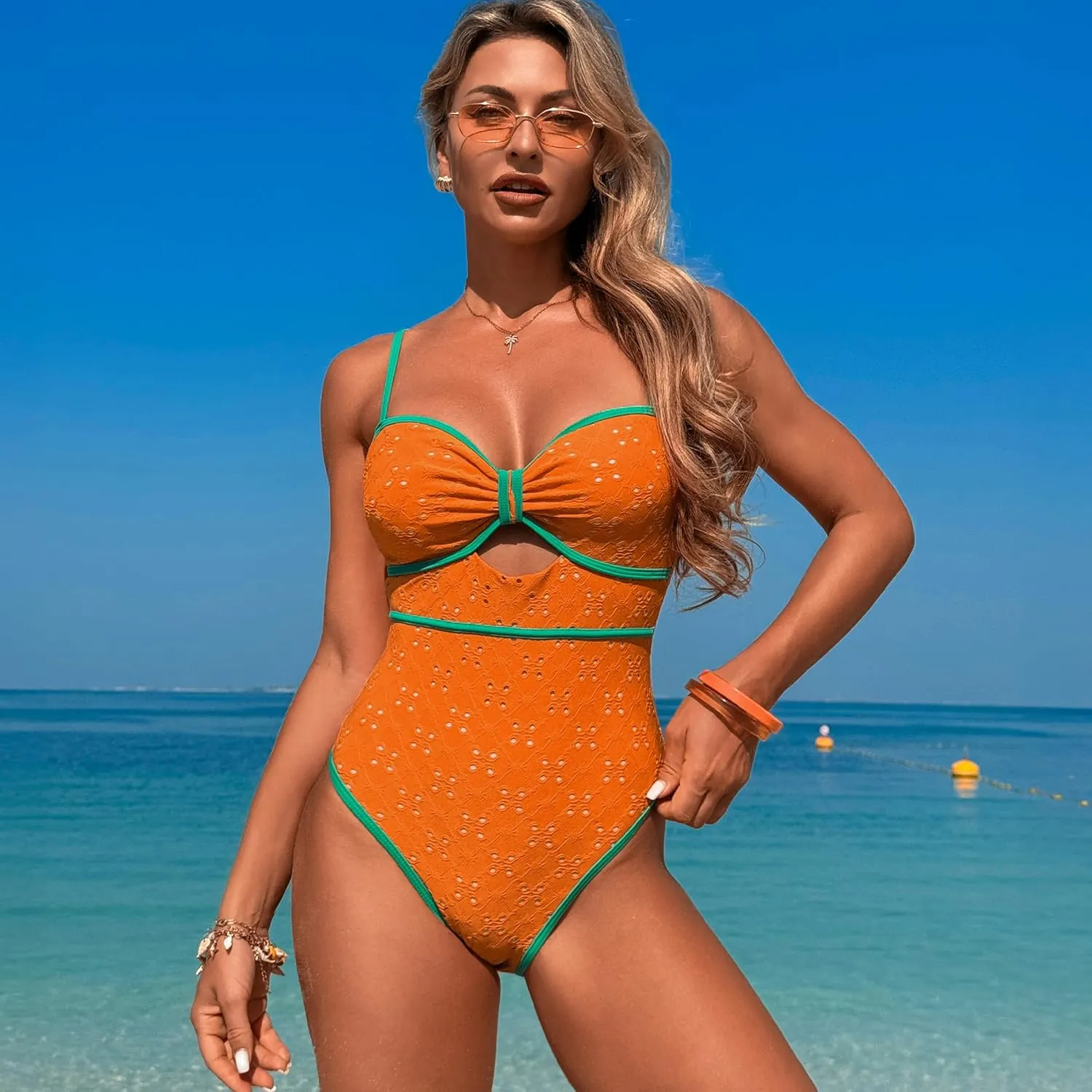 Women's One Piece Swimsuits Tummy Control Cutout Bathing Suit High Waisted 1 Piece High Cut Swimsuit
