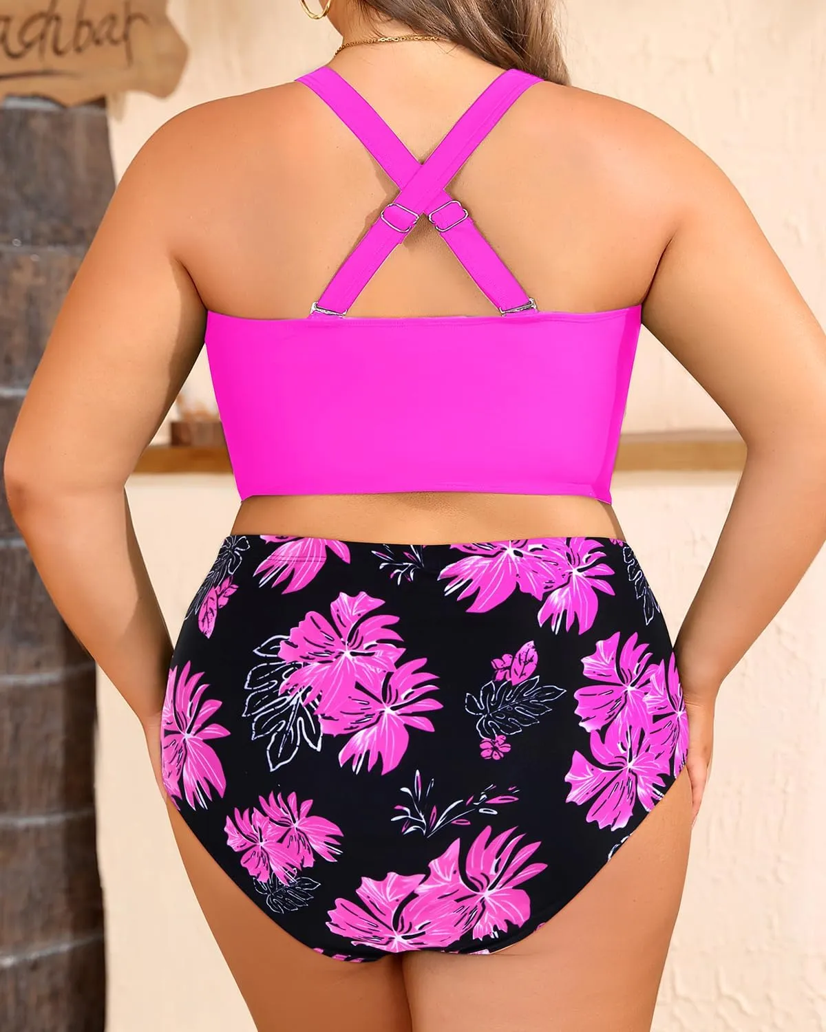 Women's Plus Size Two Piece Swimsuits - High Waisted Bikini Tummy Control Bathing Suits 2025 Twist Knot Swimwear