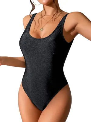 Women's Retro 80s/90s Inspired High Cut Low Back One Piece Swimwear Bathing Suits