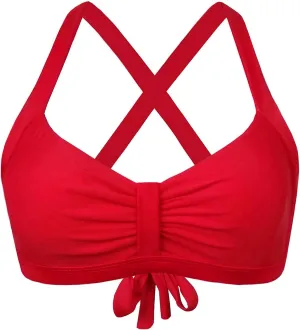 Women's Retro Printed Adjustable Thick Straps Cross Back Push Up Vintage Bikini Swimsuit Tops Only