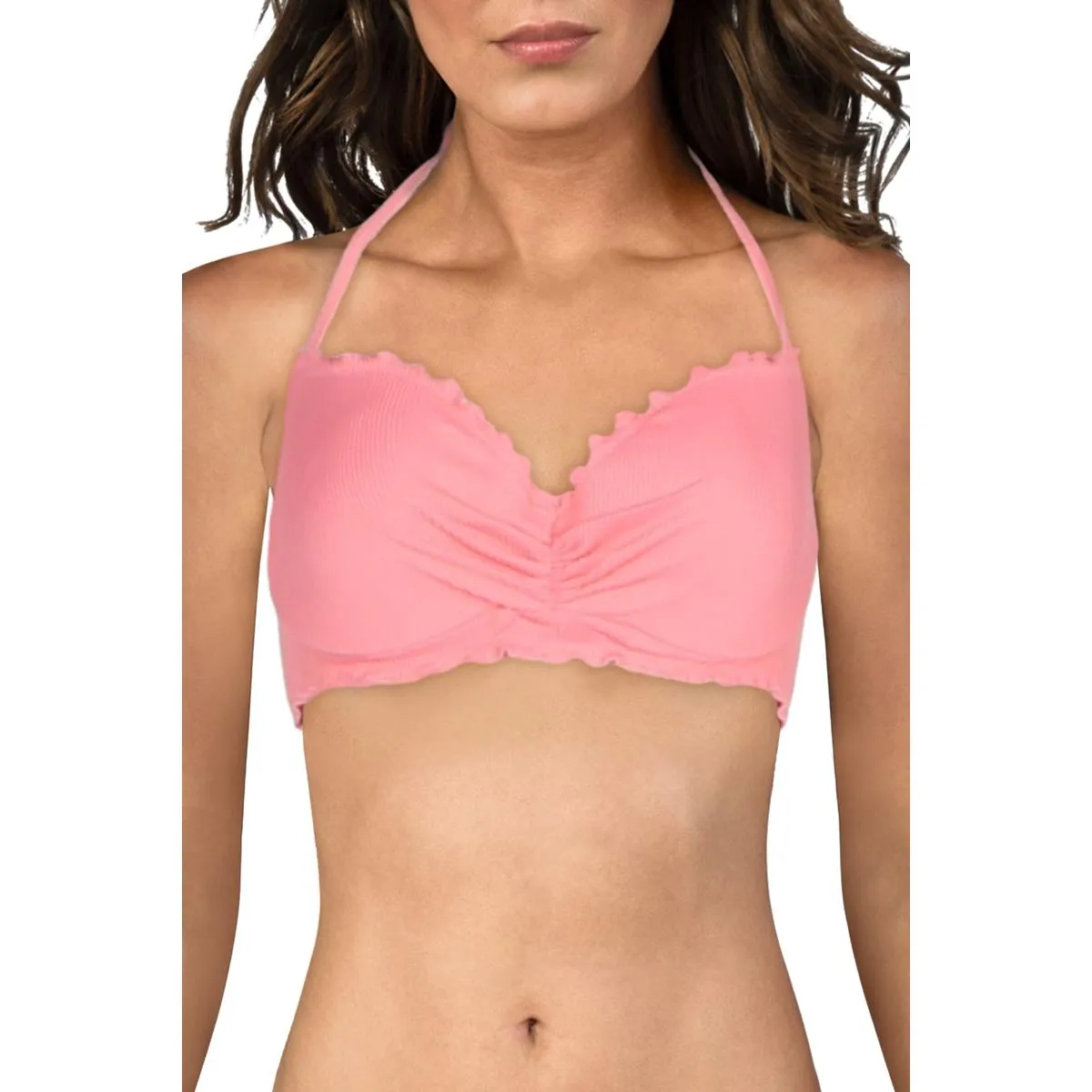 Womens Ruffled Halter Swim Top Separates
