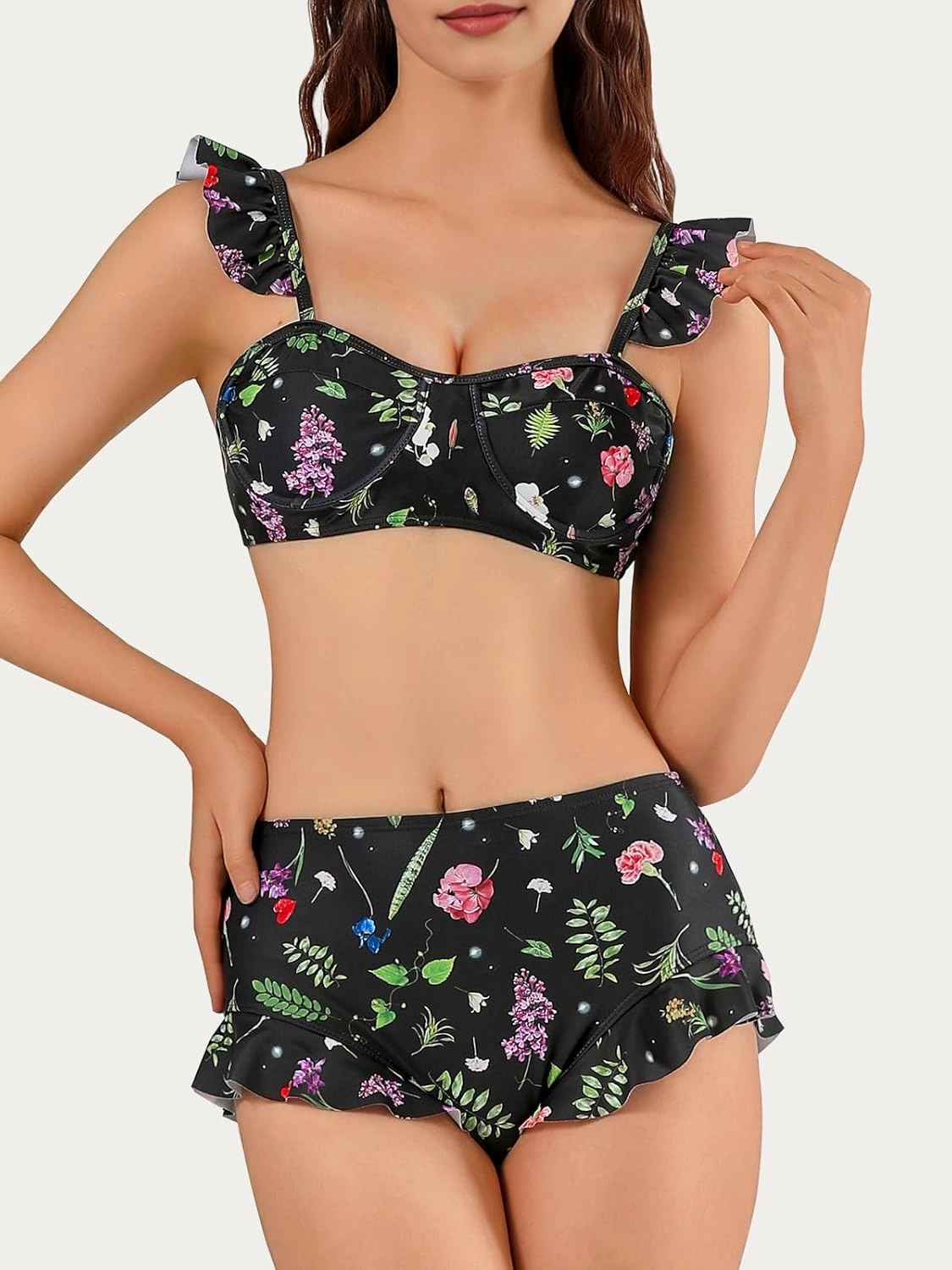 Womens 3 Piece Swimsuits with Cover Up 3 Pieces Bikini Set with Sarong High Waisted Bikini with Beach Cover Up Set