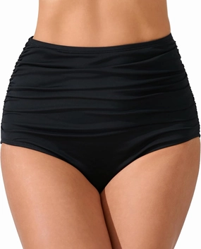 Womens High Waisted Full Ruched Bikini Swimsuit Bottoms Tummy Control Full Coverage Bathing Suit Bottoms