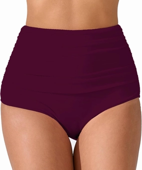 Womens High Waisted Full Ruched Bikini Swimsuit Bottoms Tummy Control Full Coverage Bathing Suit Bottoms
