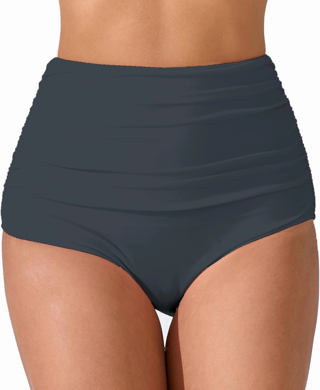 Womens High Waisted Full Ruched Bikini Swimsuit Bottoms Tummy Control Full Coverage Bathing Suit Bottoms