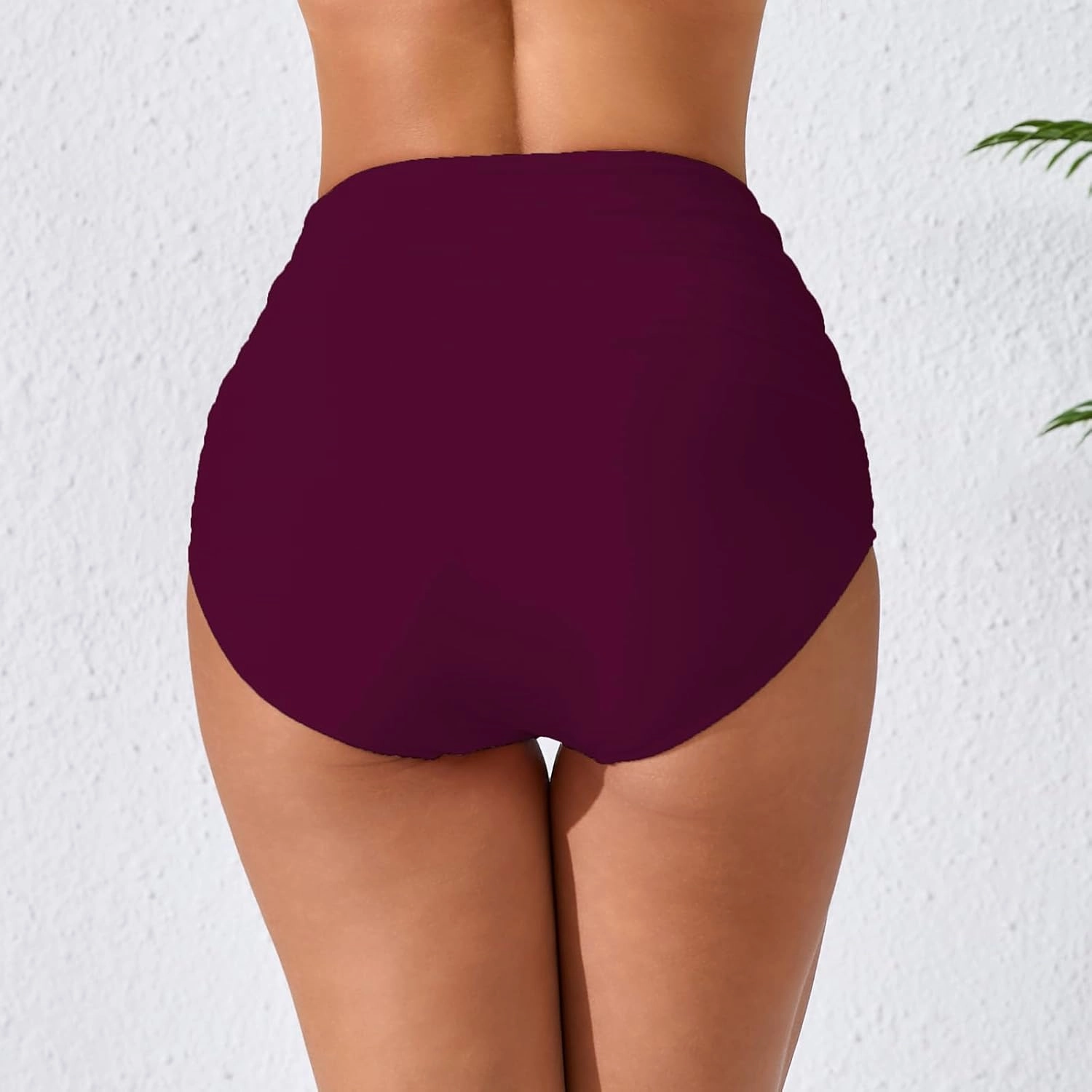 Womens High Waisted Full Ruched Bikini Swimsuit Bottoms Tummy Control Full Coverage Bathing Suit Bottoms
