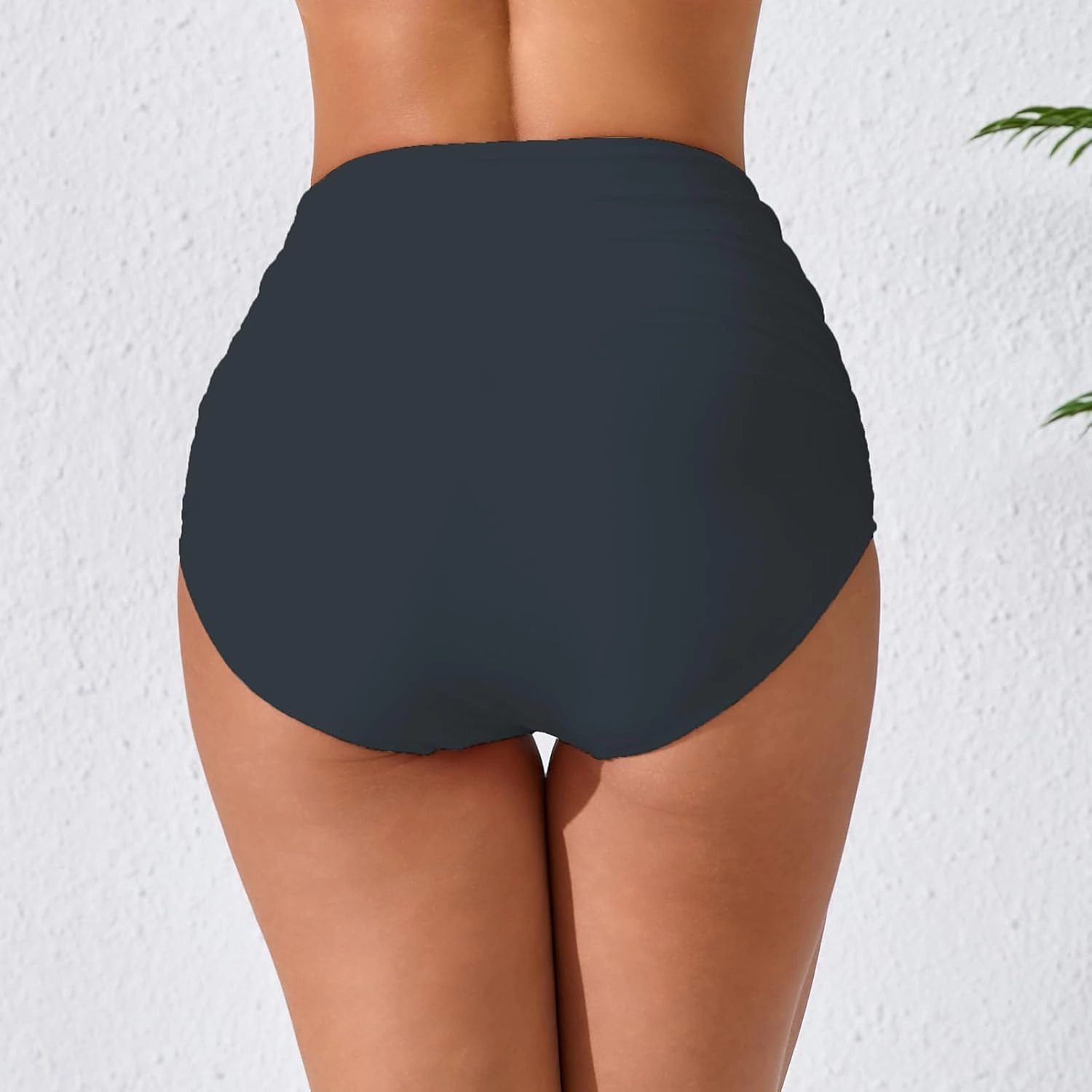 Womens High Waisted Full Ruched Bikini Swimsuit Bottoms Tummy Control Full Coverage Bathing Suit Bottoms