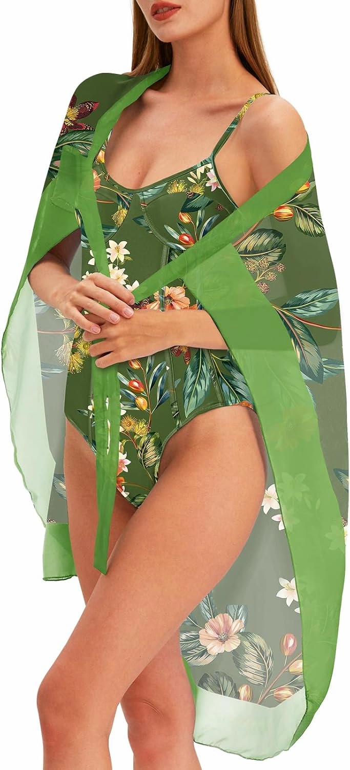 Womens One Piece Swimsuit with Cover Up Sarong Wrap Floral Bathing Suits 1 Piece Swim Suit with Beach Cover Up Set