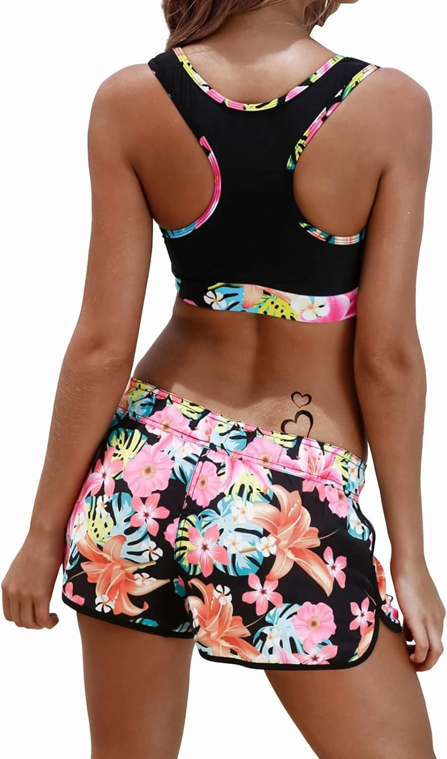 Womens Sport Two Piece Swimsuits Racerback Tops Boyshort Bottom