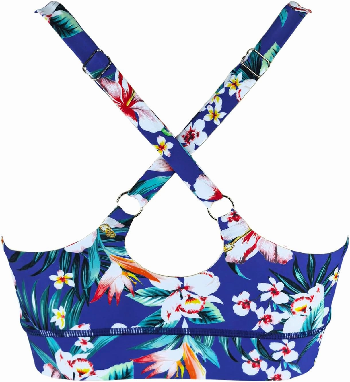 Womens Supportive Scoop Neck Sporty Swimsuit Cross Spaghetti Strap Bathing Suit Bikini Top