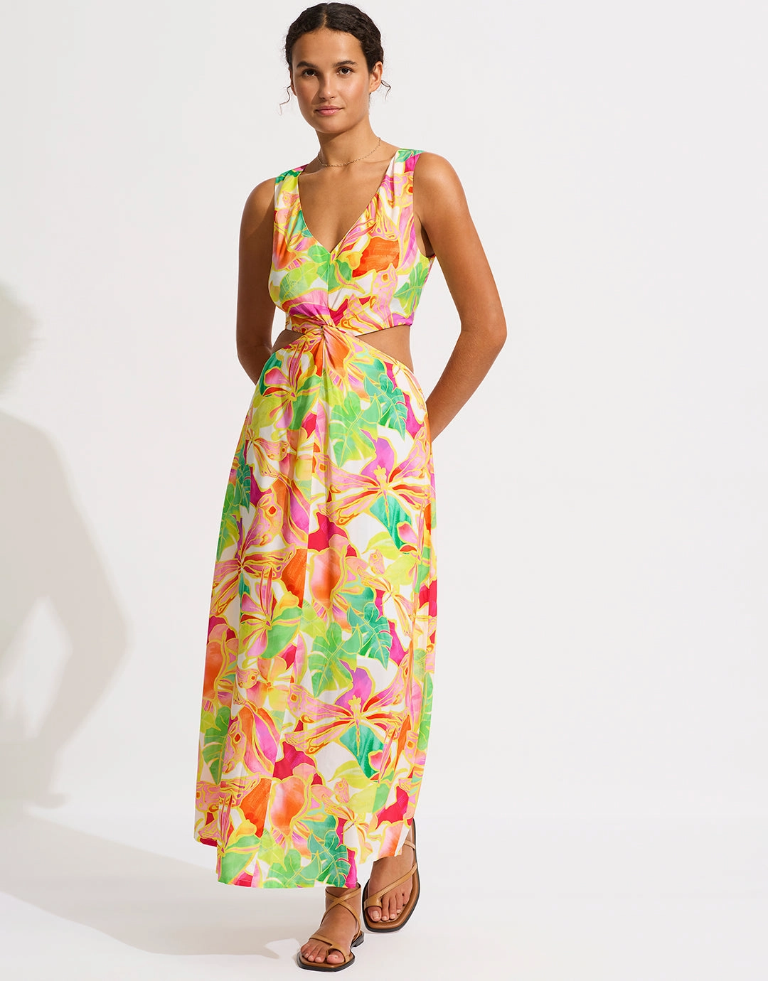 Wonderland Twist Front Maxi Dress - Fuchsia Rose