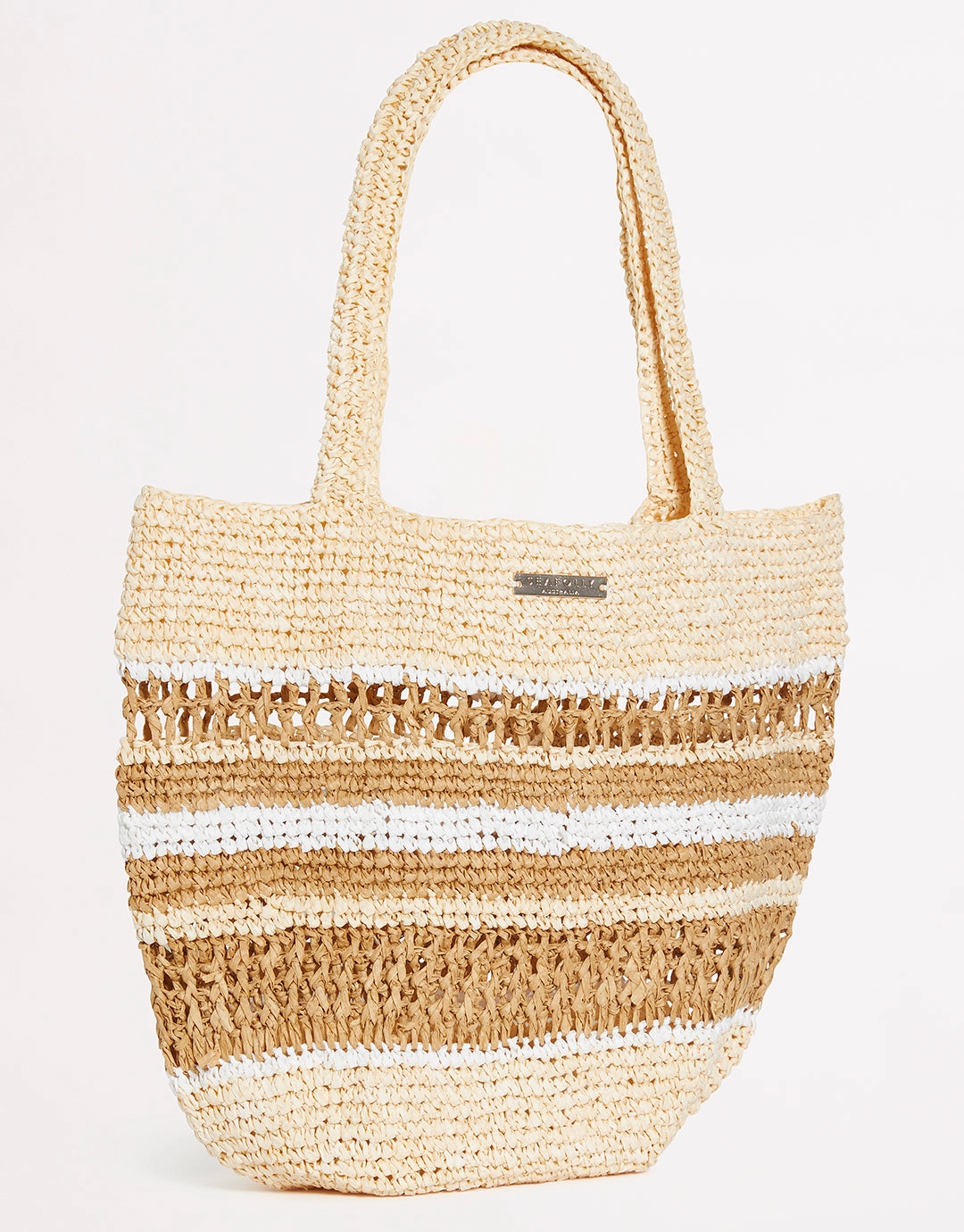 Woven Stripe Basket - Natural