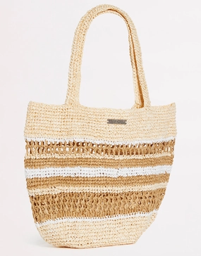 Woven Stripe Basket - Natural