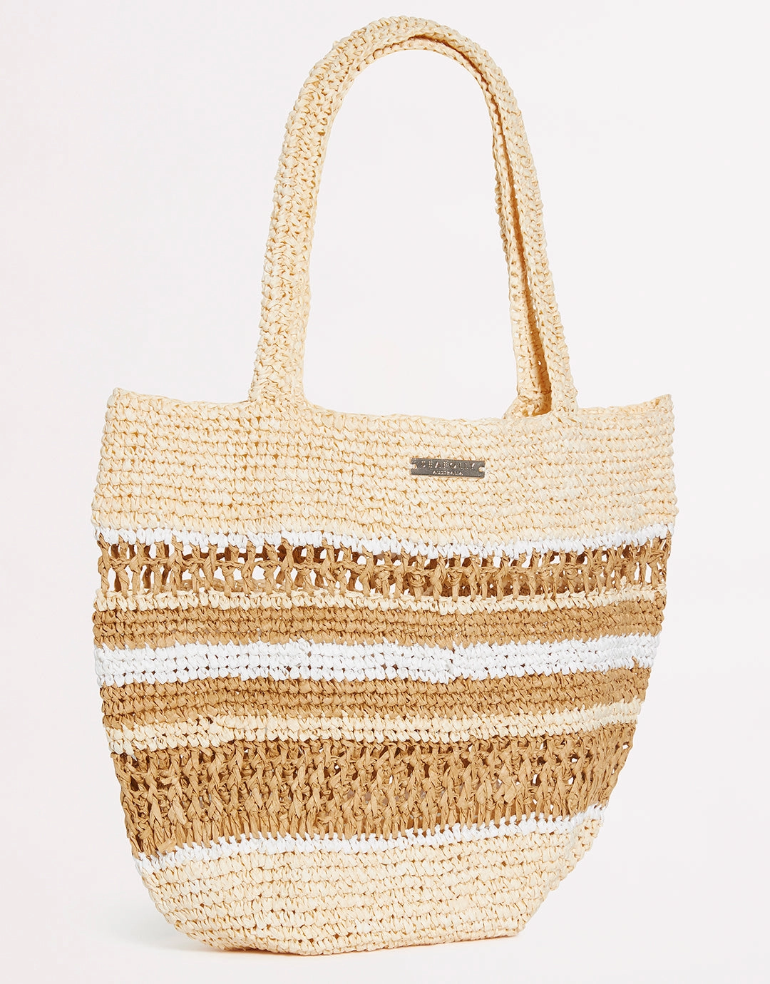 Woven Stripe Basket - Natural