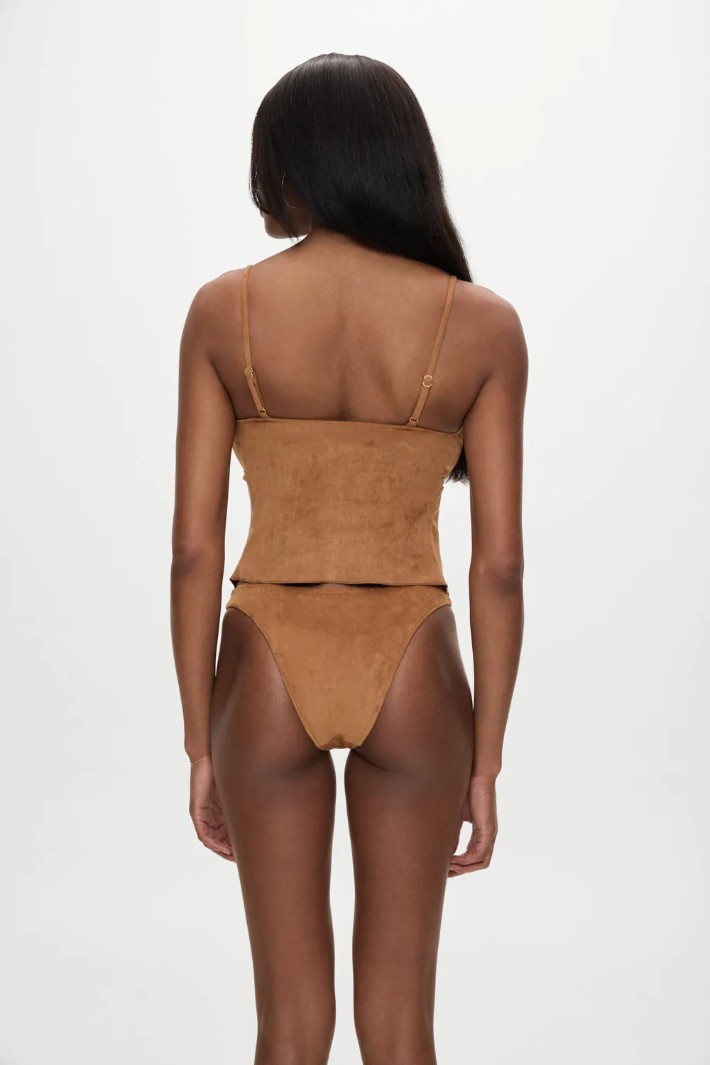 x BELLA HADID Lucy Suede Tankini Bikini Top - Sunkissed Suede