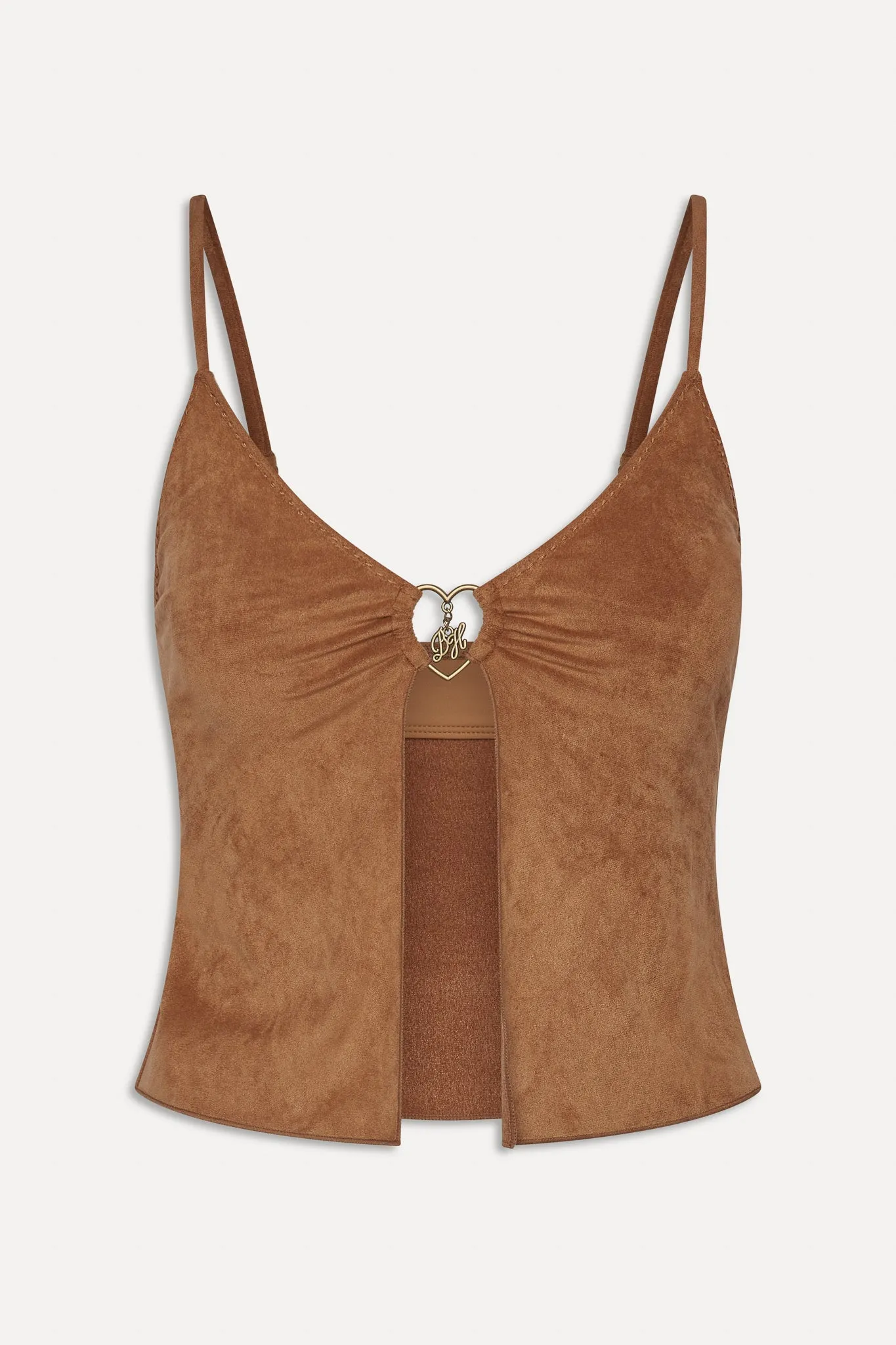 x BELLA HADID Lucy Suede Tankini Bikini Top - Sunkissed Suede