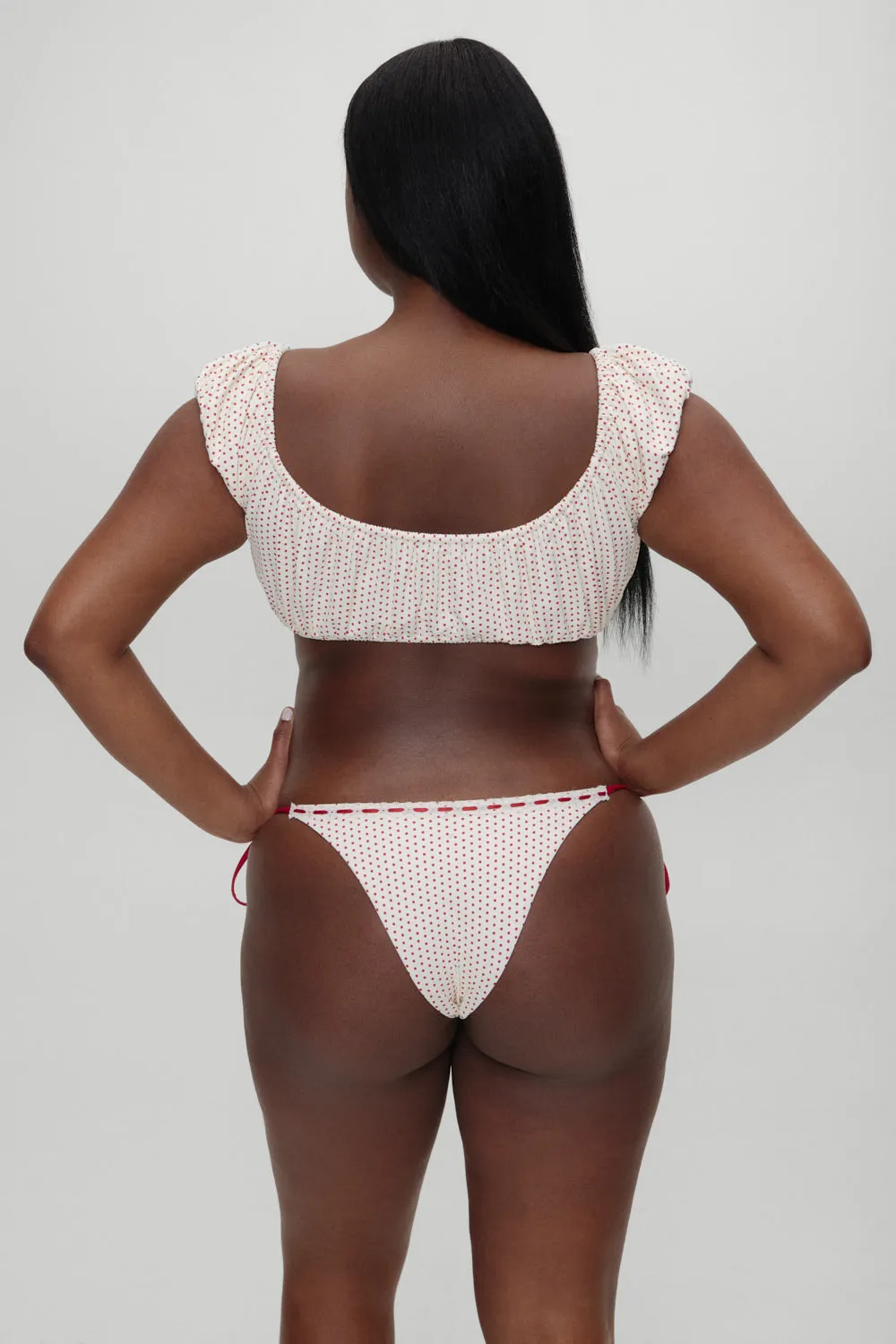 x BELLA HADID Mackenzie String Bikini Bottom - Strawberry Polka Dot