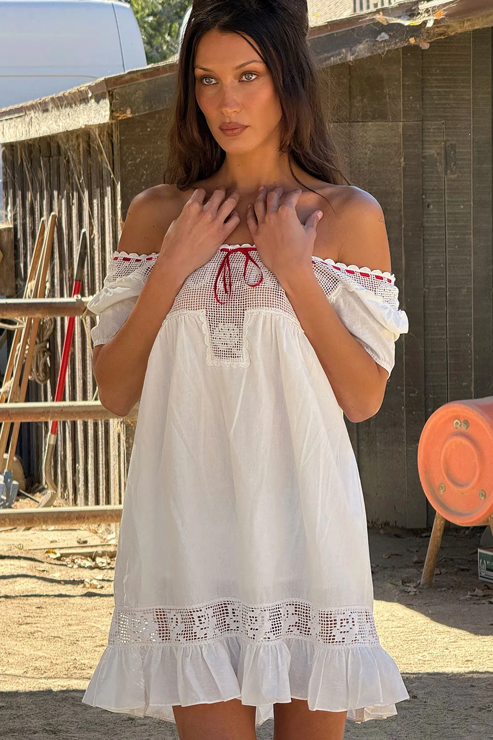 x BELLA HADID Western Poplin Mini Dress - White