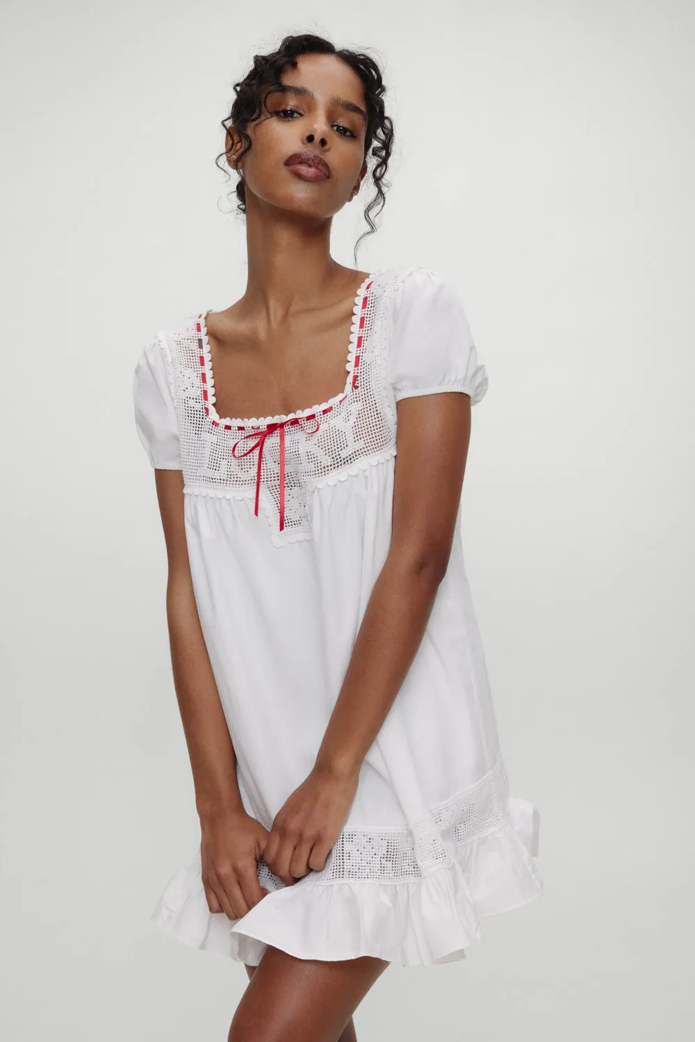 x BELLA HADID Western Poplin Mini Dress - White