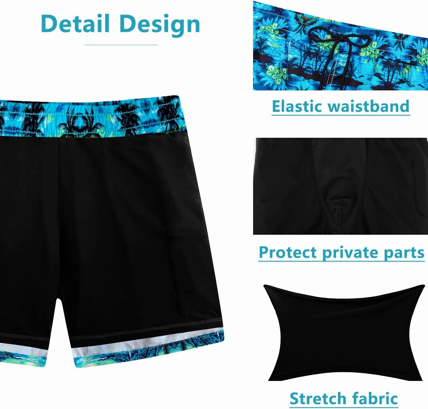XiaoMoSha Mens Swim Trunks with Compression Liner 7" Quick Dry Board Shorts Bathing Suit with Pockets Swimwear Swimsuit S-2XL
