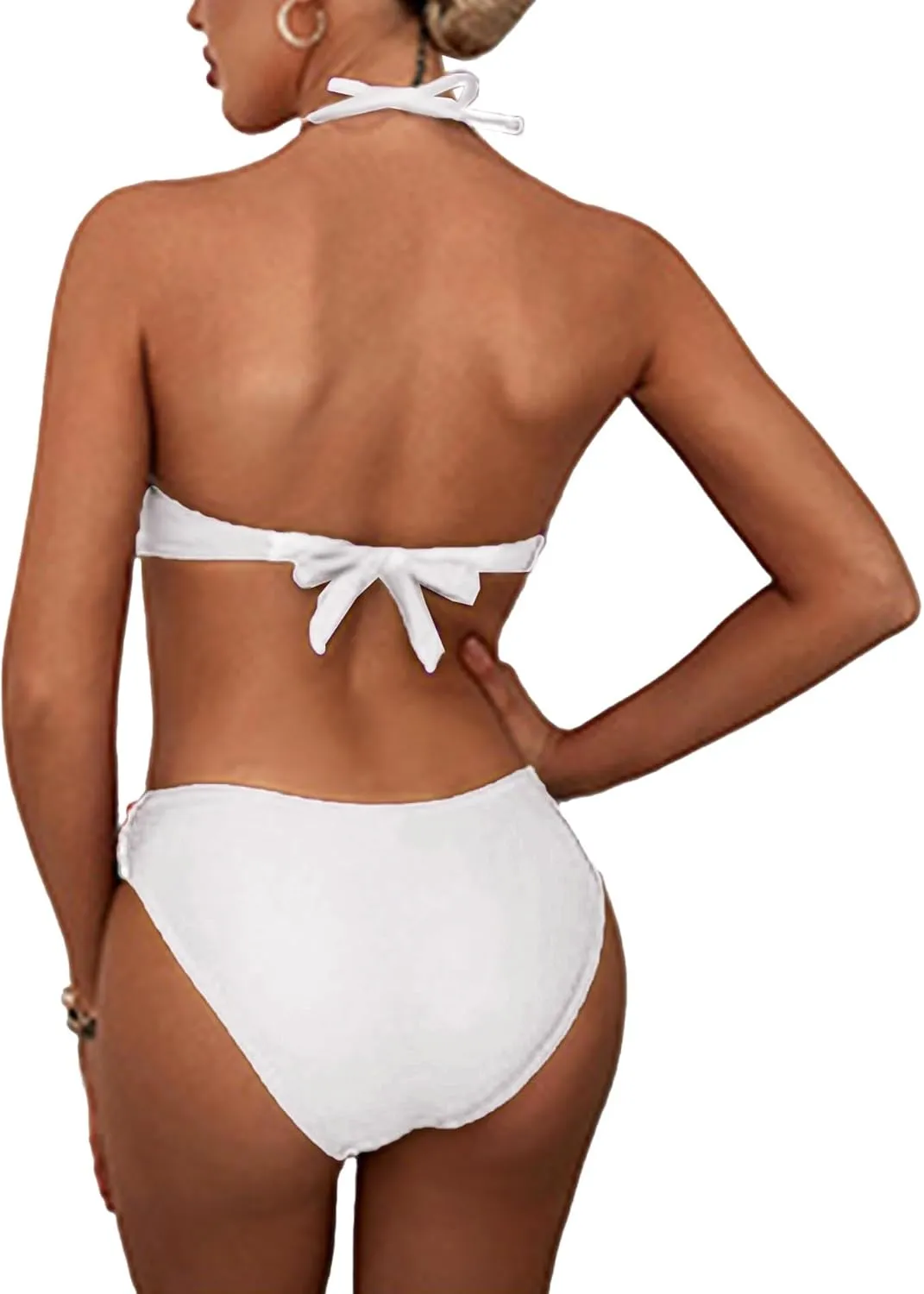 xxxiticat Women's Sexy Strapless Bikini Sets Bandeau Twist Front Padded Gradient Colorful Two Piece Bathing Suit Swimsuit