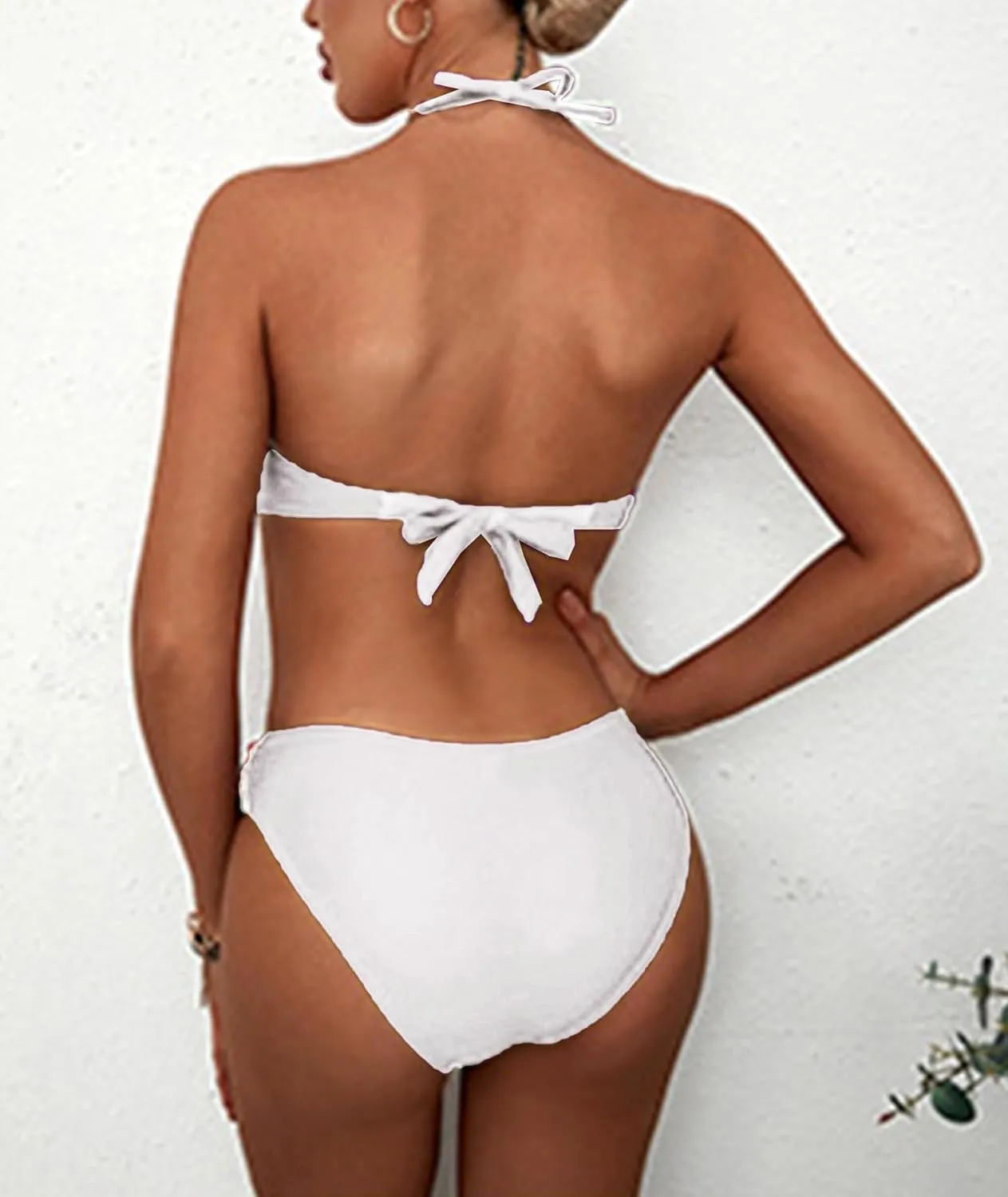 xxxiticat Women's Sexy Strapless Bikini Sets Bandeau Twist Front Padded Gradient Colorful Two Piece Bathing Suit Swimsuit