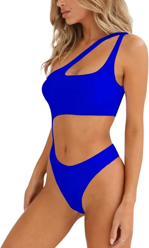 YELAIVP Women's Cutout One Piece Swimsuit Sexy One Shoulder High Cut Bathing Suit Bikini