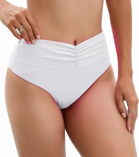YELAIVP Women's High Waisted Bikini Bottoms Shirred V Cut Swimsuit Bathing Suit Bottom