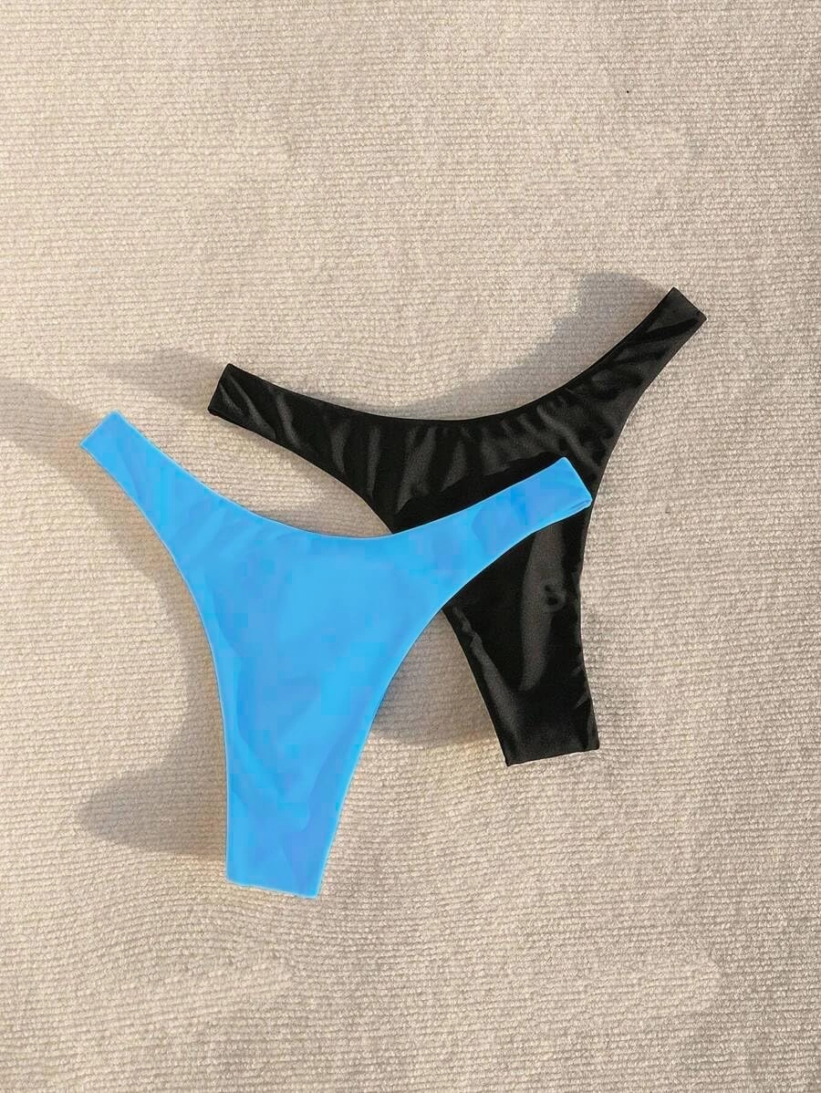 YELAIVP Women's Ruched Back Bikini Bottoms High Cut Bathing Suit Bottoms Cheeky Thong Swimsuit Bottom