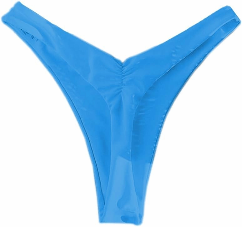 YELAIVP Women's Ruched Back Bikini Bottoms High Cut Bathing Suit Bottoms Cheeky Thong Swimsuit Bottom