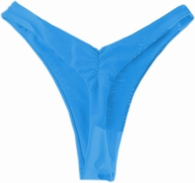 YELAIVP Women's Ruched Back Bikini Bottoms High Cut Bathing Suit Bottoms Cheeky Thong Swimsuit Bottom