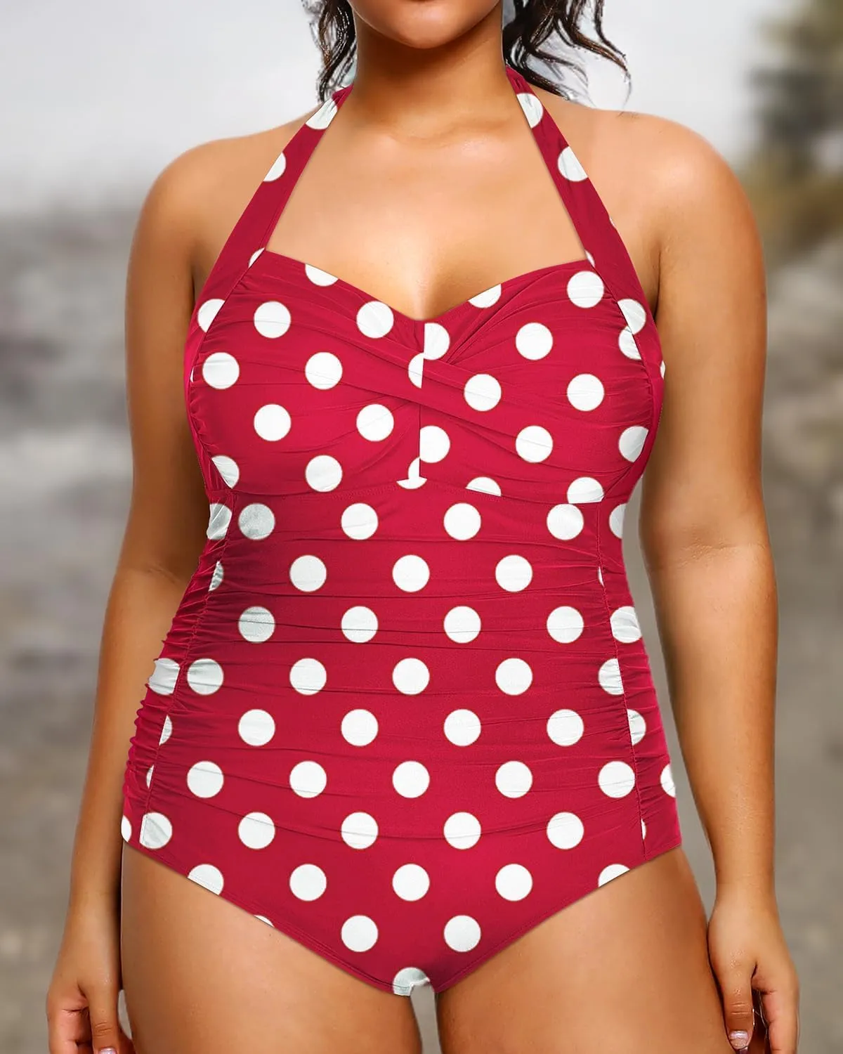 Yonique Plus Size Bathing Suit for Women One Piece Swimsuit Tummy Control Halter Tops for Women Swimwear