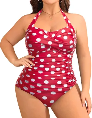 Yonique Plus Size Bathing Suit for Women One Piece Swimsuit Tummy Control Halter Tops for Women Swimwear