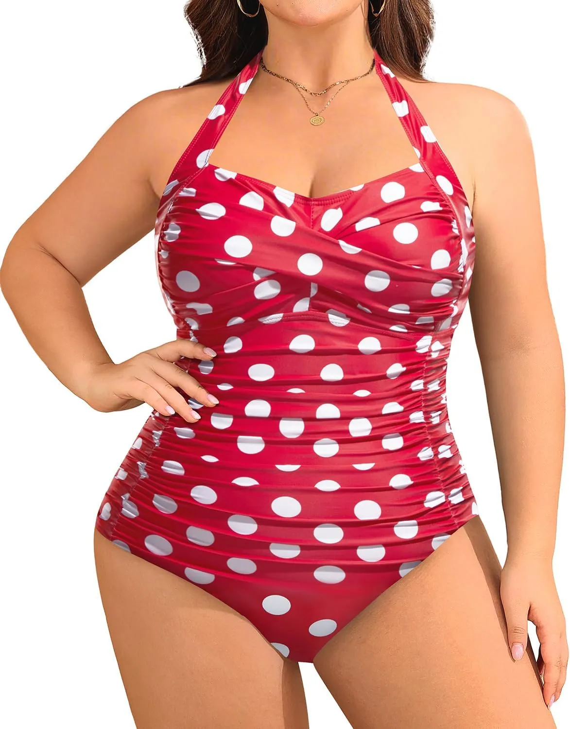 Yonique Plus Size Bathing Suit for Women One Piece Swimsuit Tummy Control Halter Tops for Women Swimwear