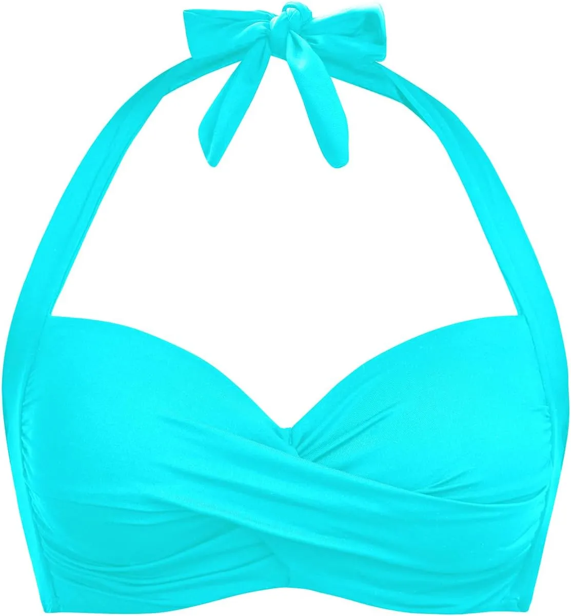 Yonique Women Halter Bikini Top Push Up Swimsuit Top Retro Swim Top Twist Front Bathing Suit Top Only
