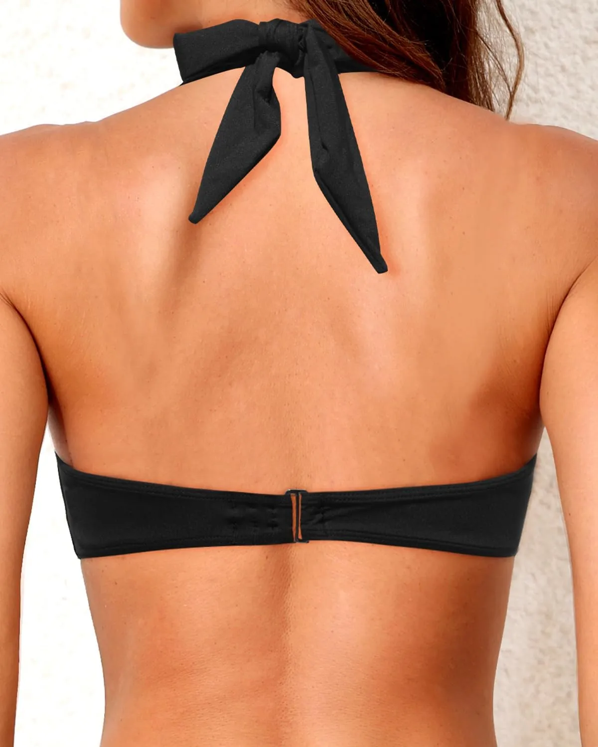 Yonique Women Halter Bikini Top Push Up Swimsuit Top Retro Swim Top Twist Front Bathing Suit Top Only
