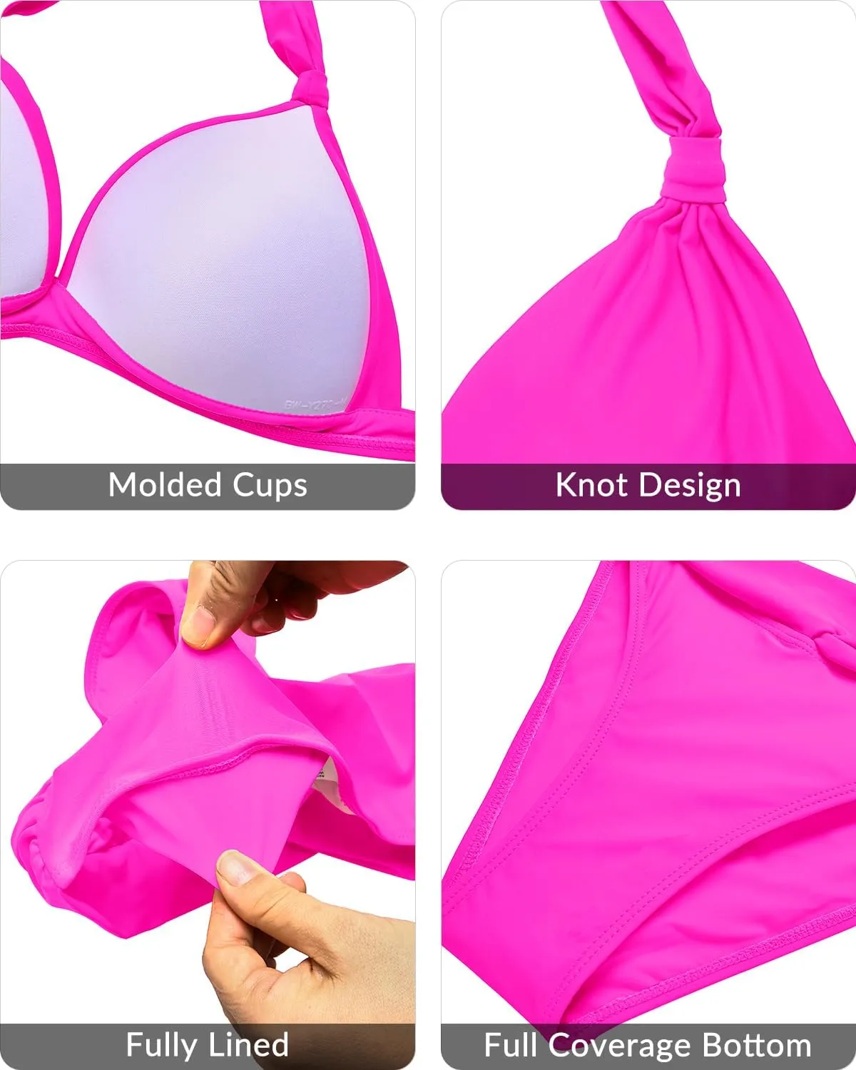 Yonique Women Two Piece Bathing Suits Push Up Bikini Set Halter Swimsuit Vintage Swimwear